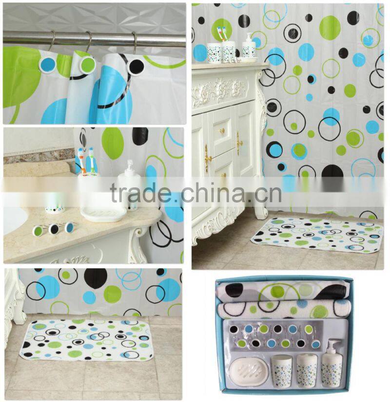 Attractive black and red circle pattern plastic bathroom sets