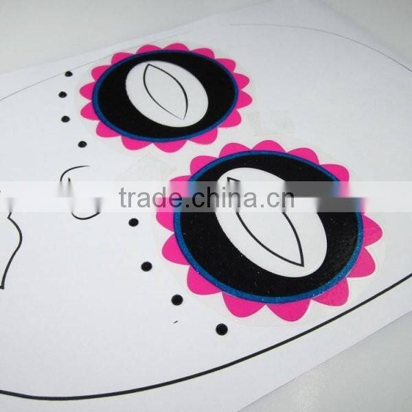 Day of dead floral skull face sticker glitter holiday face tattoo for halloween party factory