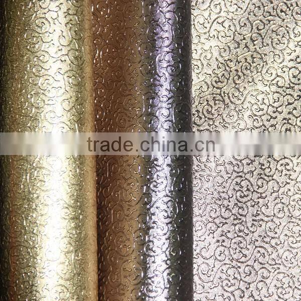 PVC leather for box cover surface printing metallic color with fashion design