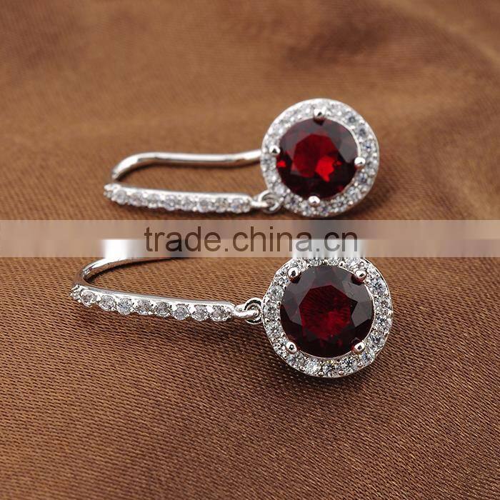 Jewelry Fashion Crystal Drop Ruby Earrings
