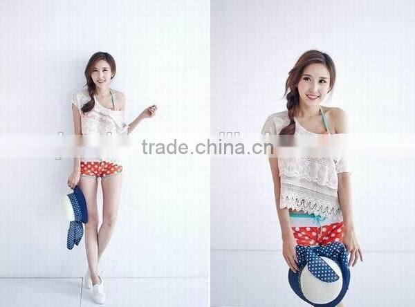 Latest Design White sleeveless Lace tops ,lace shirt for woman
