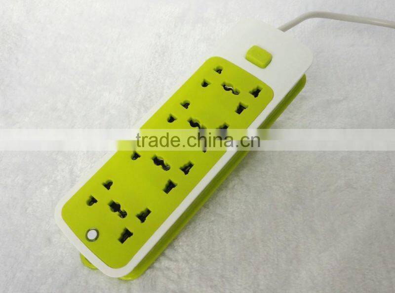 8 Sockets Green Wall Mounted Universal Power Extension Board