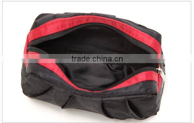 fashion black satin portable travel pouch toilet bag functional cosmetic bag