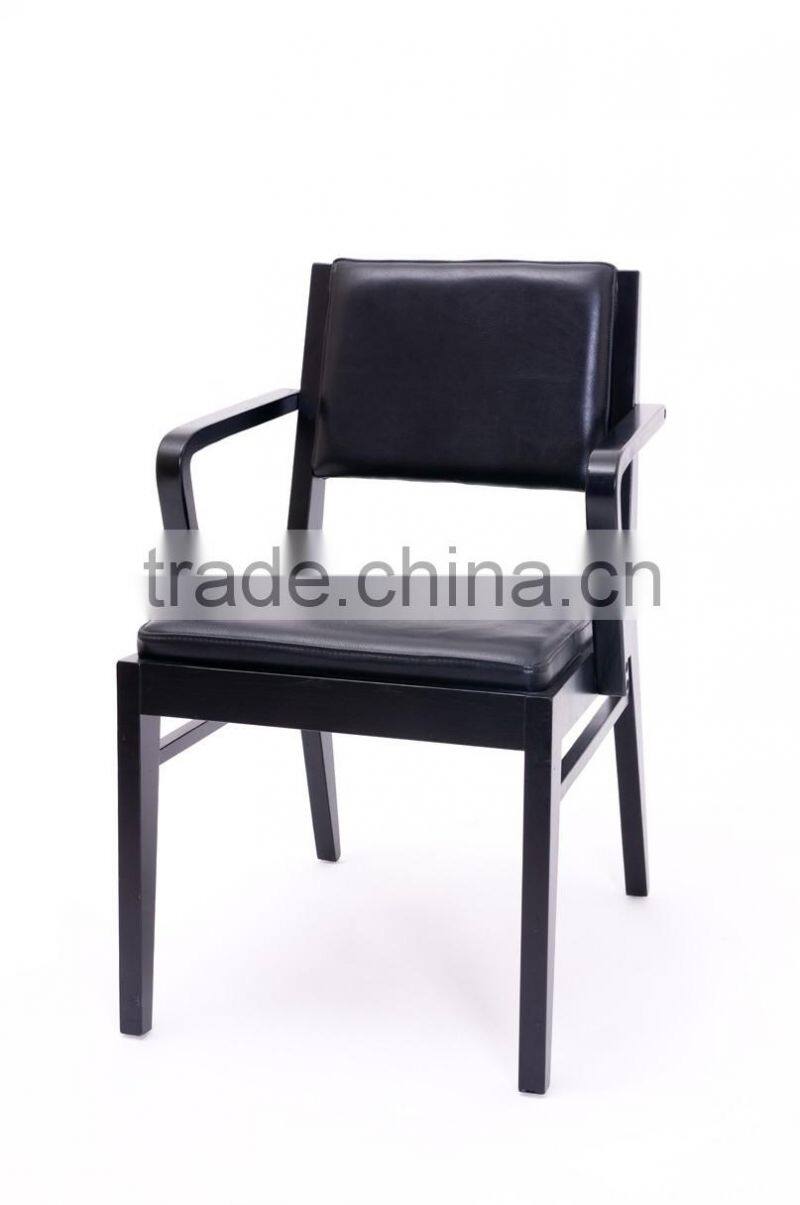 Office modern wooden arm wish bone office leather chair