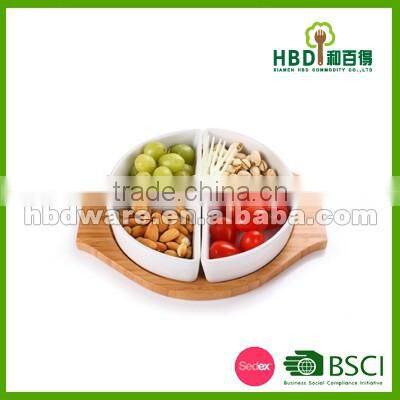 Ceramic food tray with board , snack tray