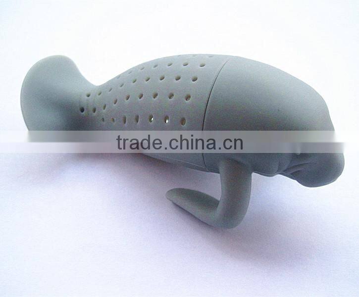 BPA free FDA approved food grade sharky manatee Mr.tea leaf shape unique loose silicone tea infuser wholesale
