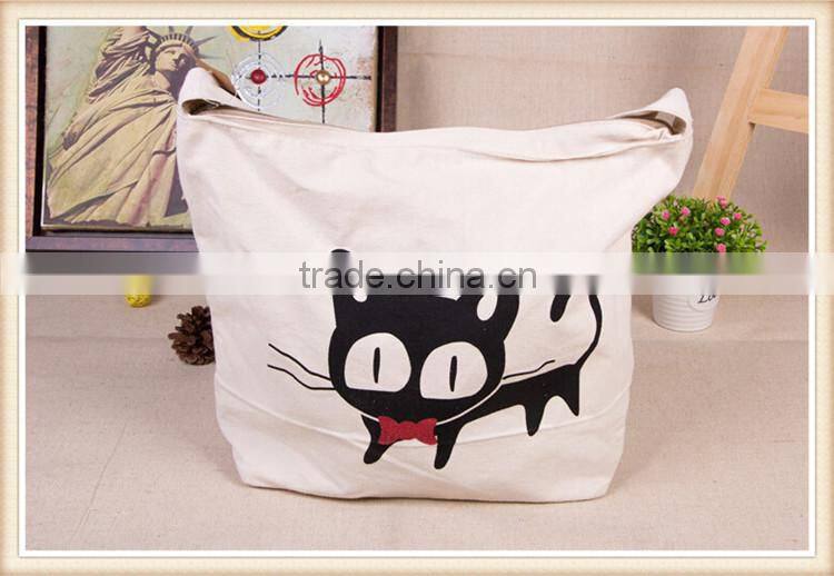Cat pattern printing canvas tote bag