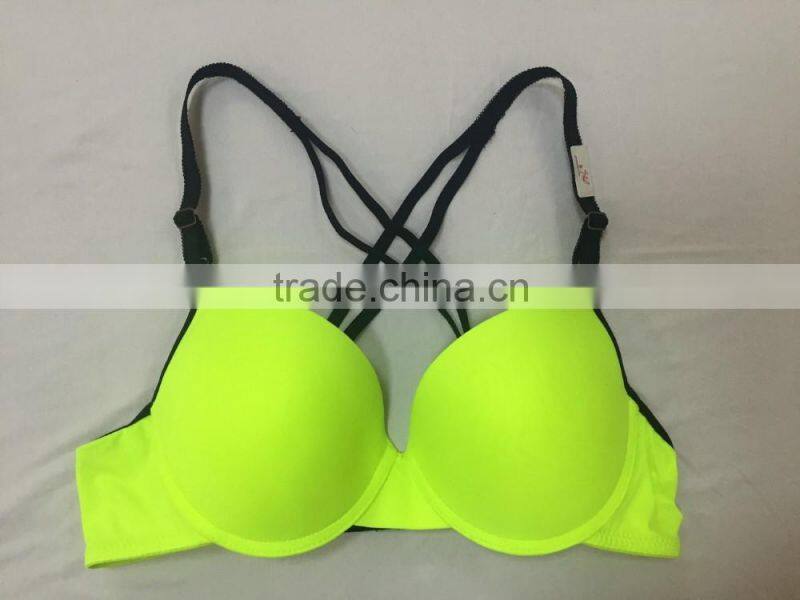 Womens Underwear Plunge Push up Multiway Cross Back Support Bra Padded