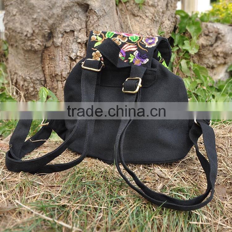 New design embroidery backpack National wind backpack Wholesales Embroidery Canvas Shoulder Bag Backpack for kids