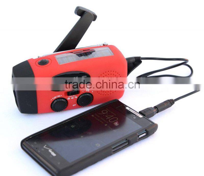 crank dynamo solar radio flashlight with charger
