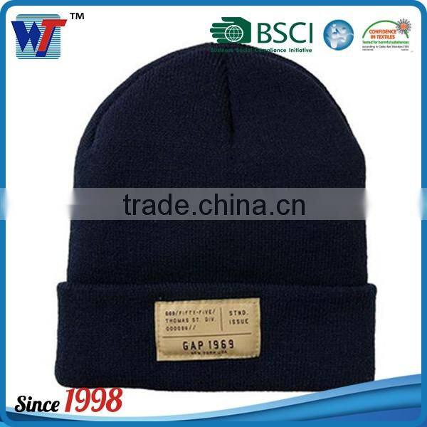 High quality promotional custom winter warm beanie red color knitted hat