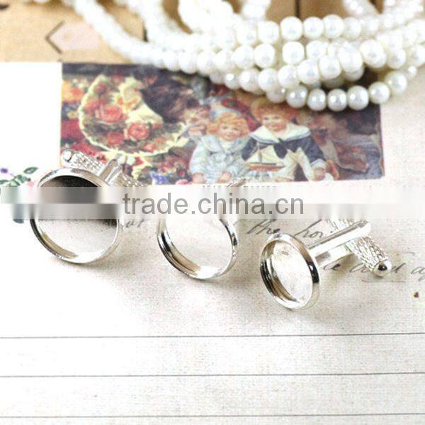 DIY Jewelry Of Silver Plated Round Copper Cufflink Blanks