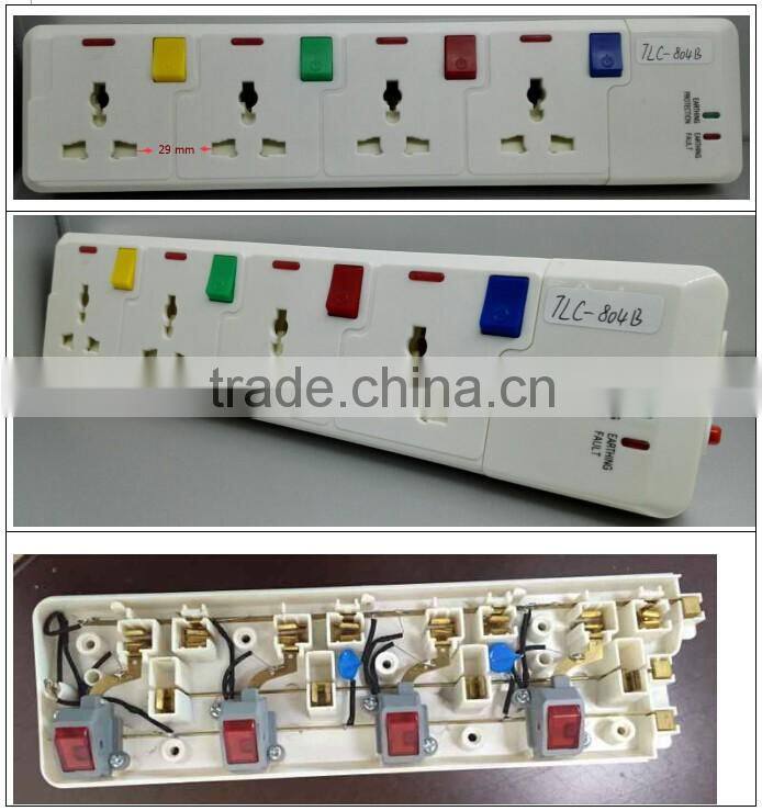 9 way ABS plastic shell extension socket with switch