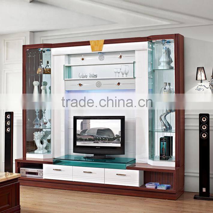 latest design wood furniture living room cabinet glass/lcd tv unit
