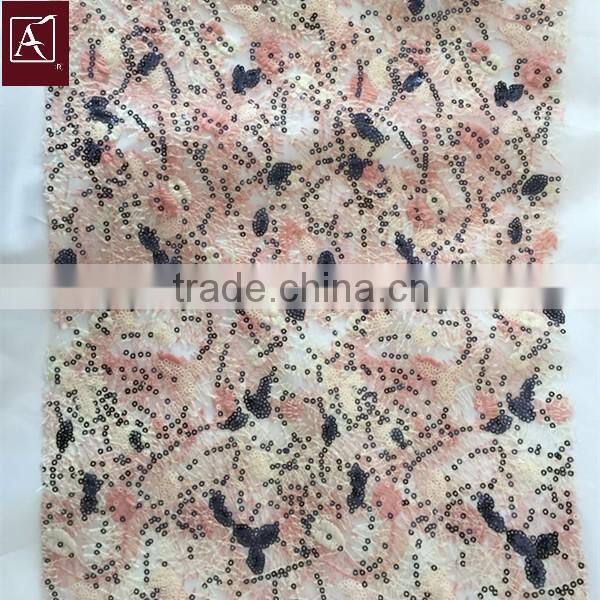 new design best quality 100%polyester sequined embroidery fabric