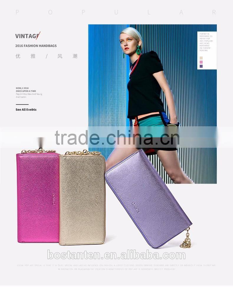 luxury evening party women zipper leather wallet fashion designer purse