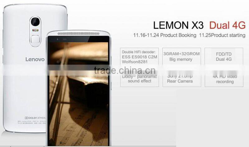 Original Lenovo Lemon Vibe X3 C50 5.5'' 1920X1080px Snapdragon-808 HexaCores 3GB+32GB RAM+ROM 21.0MP+8.0MP Camera Dual SIM