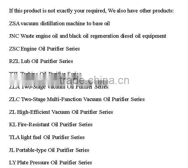JNC Waste Oil Refining to Diesel Machine