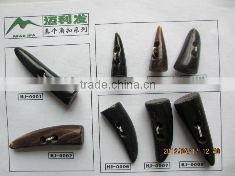 Real Leather Toggle Buttons with Buffalo Horn for Coat, Cardigan