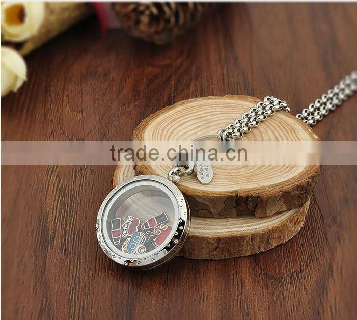 silver living glass floating locket pendant
