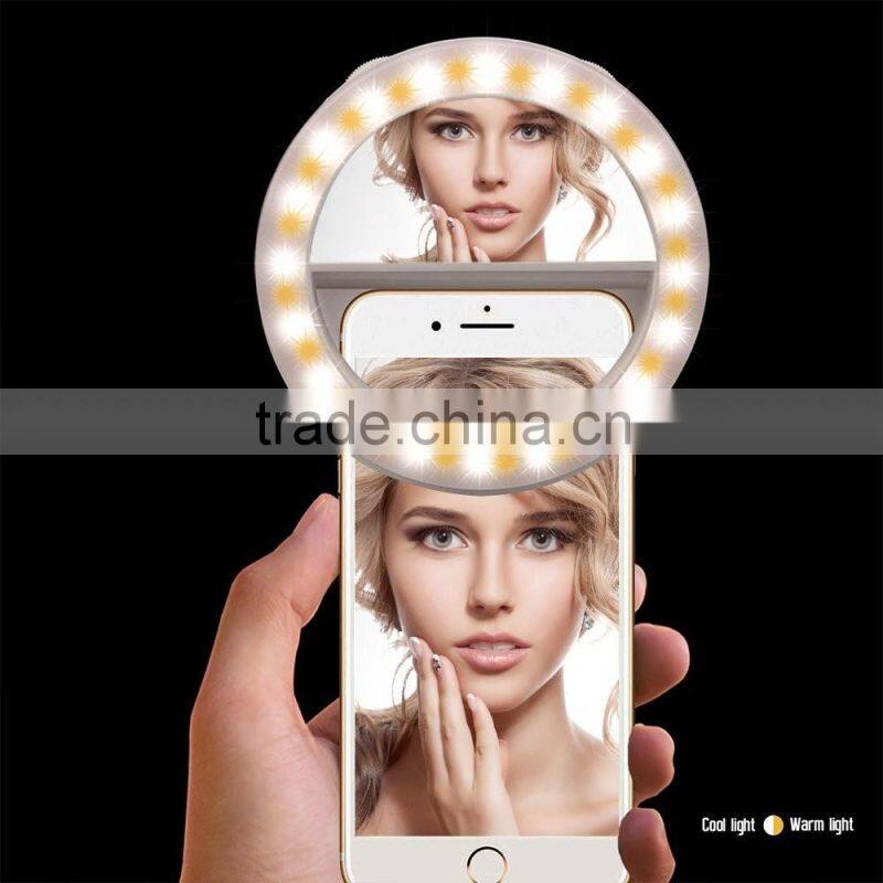 For iPhone Samsung Cellphone Fill Light Selfie Ring Light with 250mAh built in battery