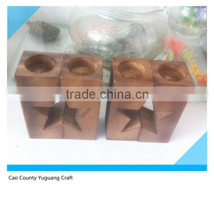 Home Decoration White and black 3 Set of Wooden Candle Holder