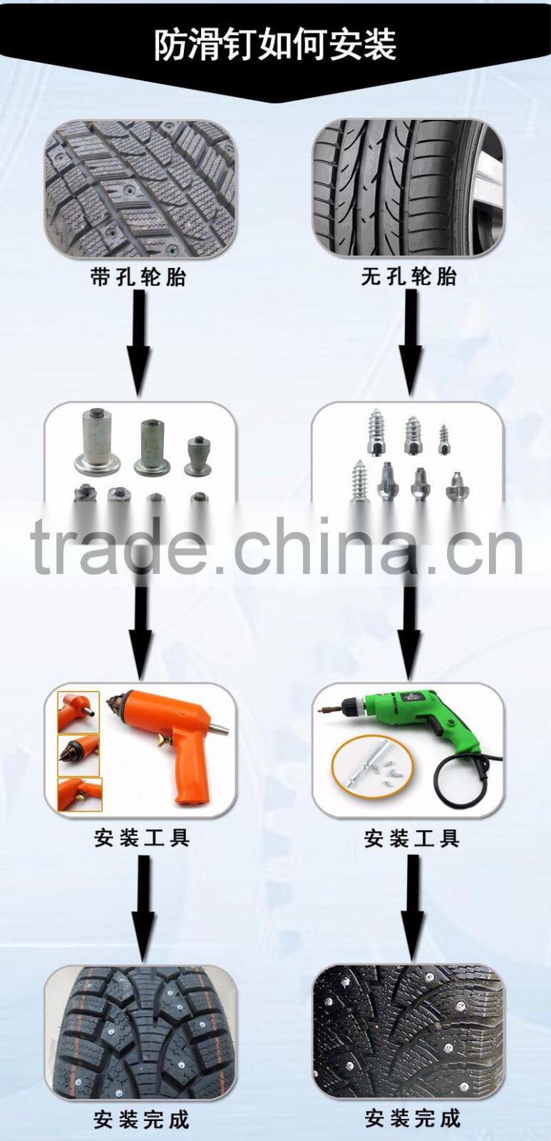 Anti-Skid tungsten Carbide JX180R Screw carbide Tire Studs Install Tools for tire stud gun