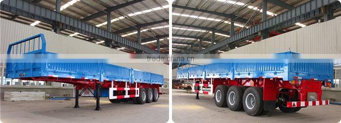 China hot sale 3 axle flatbed trailer with sides bulk cargo transport drop side trailer for sale