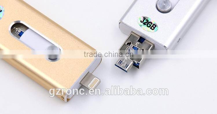 USB 2.0 OTG Flash Drive 3 in 1 Flash Device for Iphone & Mac