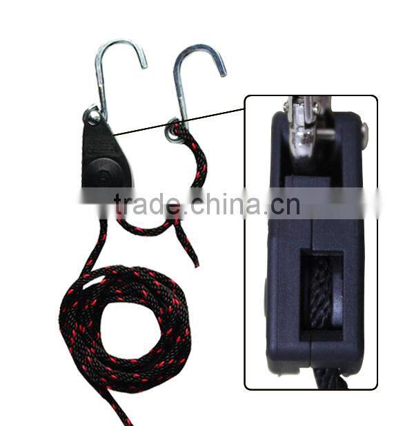 Indoor green rooms Adjustable 1/4" rope ratchet pulley SS Hook