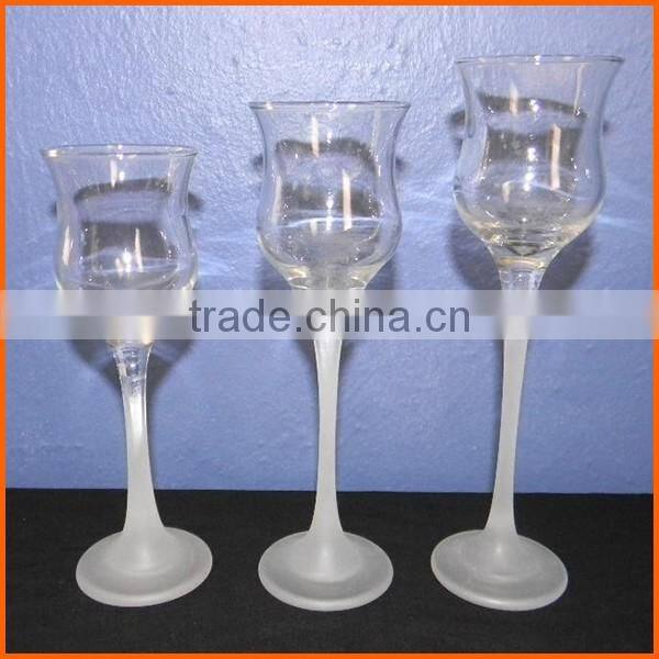 Wholesale high quality clear tall stemmed glass candle holders