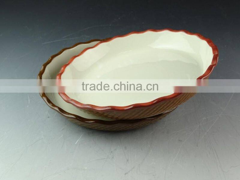 Stocklot hot sale round shape glazed ceramic bakeware
