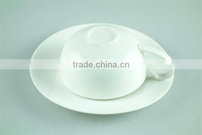 Ceramic porcelain white cup saucer set, bulk tea cups and saucers cheap, coffee cup and saucer
