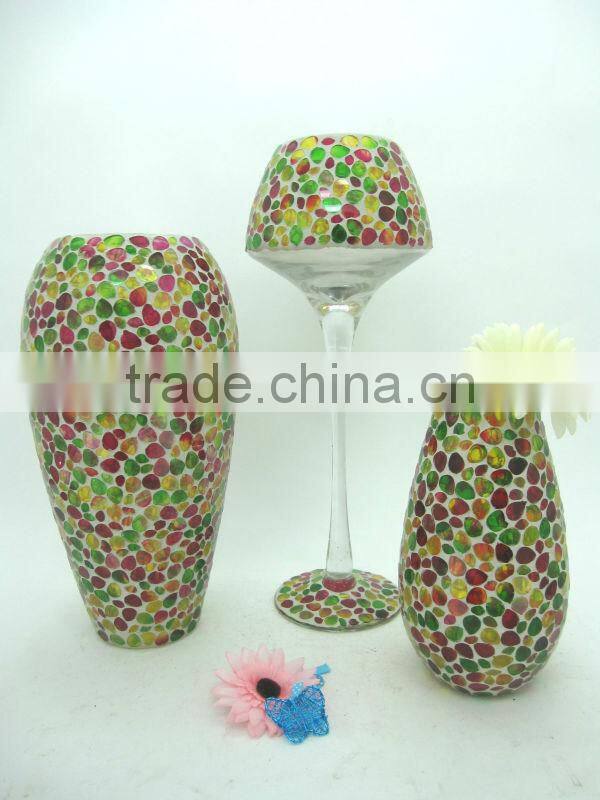Personalized Lamp Shape Multi-colored Mosaic Unique Handmade Cheap Wholesale Glass Vase