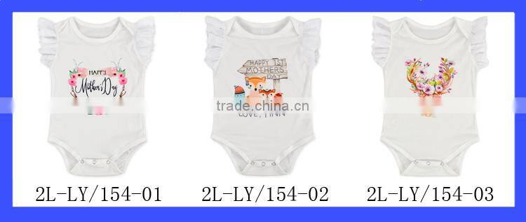 Wholesale boutique clothing kids body suits flutter sleeve summer white baby leotards romper kids bodysuit