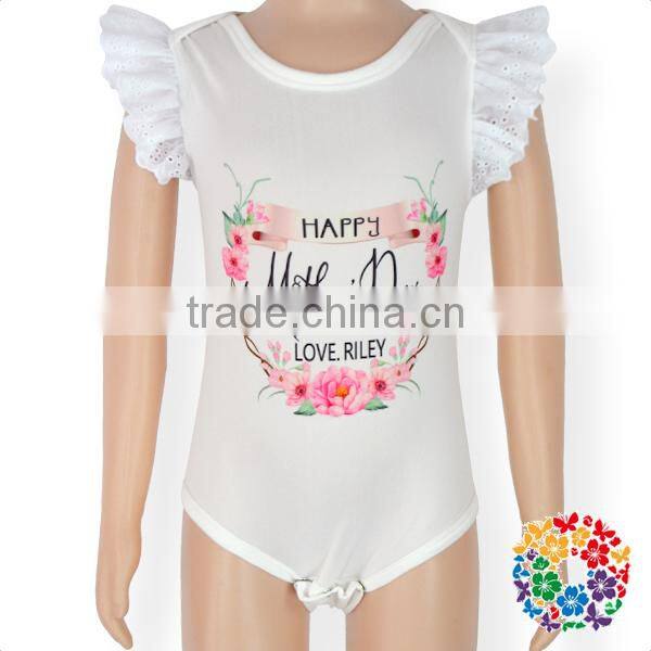 Wholesale boutique clothing kids body suits flutter sleeve summer white baby leotards romper kids bodysuit