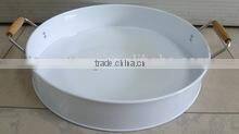 white metal serving tray