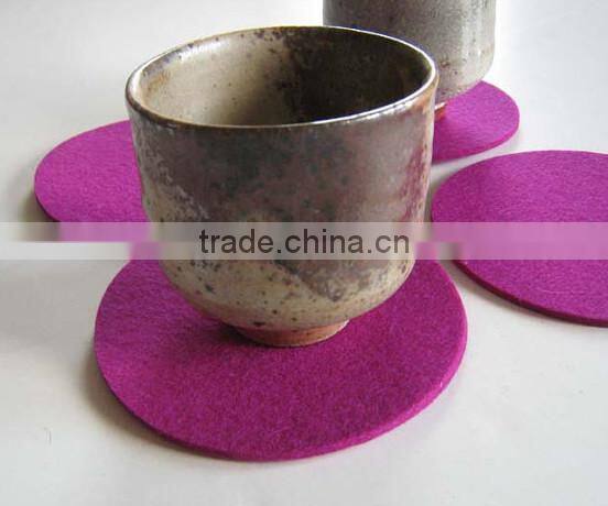 2017 hot new product wholesale china supplier felt handmade promotion round colorful cute heat protection waterproof tea cup mat