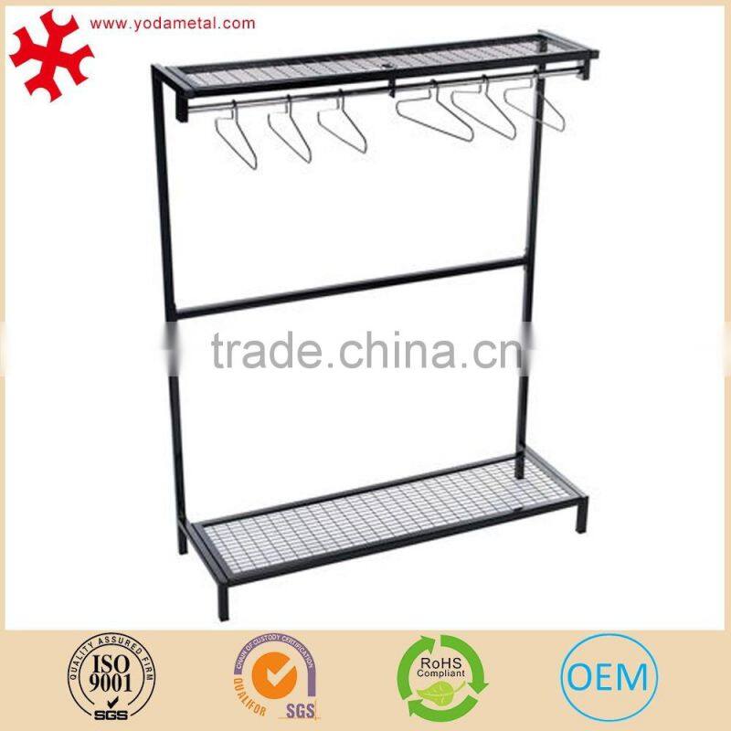 Advertising metal clothing display racks shelf for retail garment shop