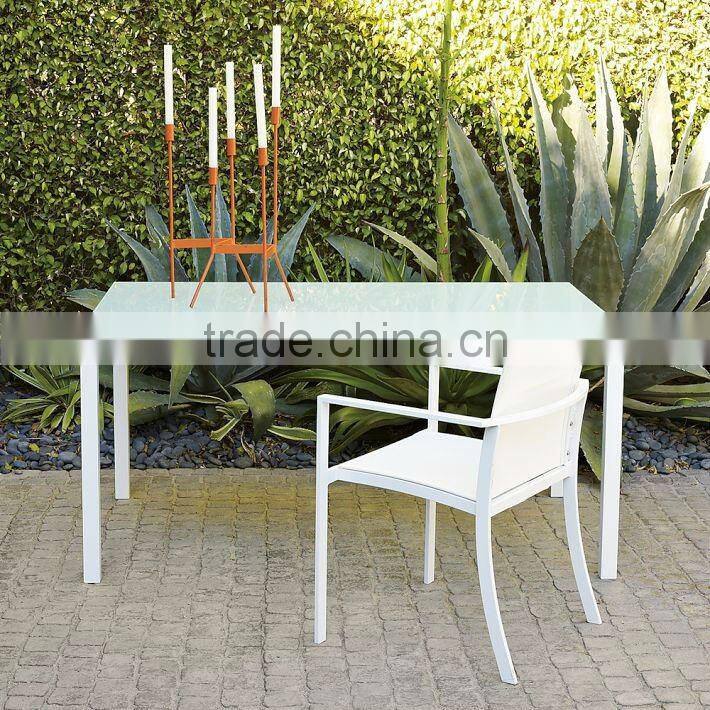 Barrow Glass-Top Rectangle Outdoor elegant white glass dining table