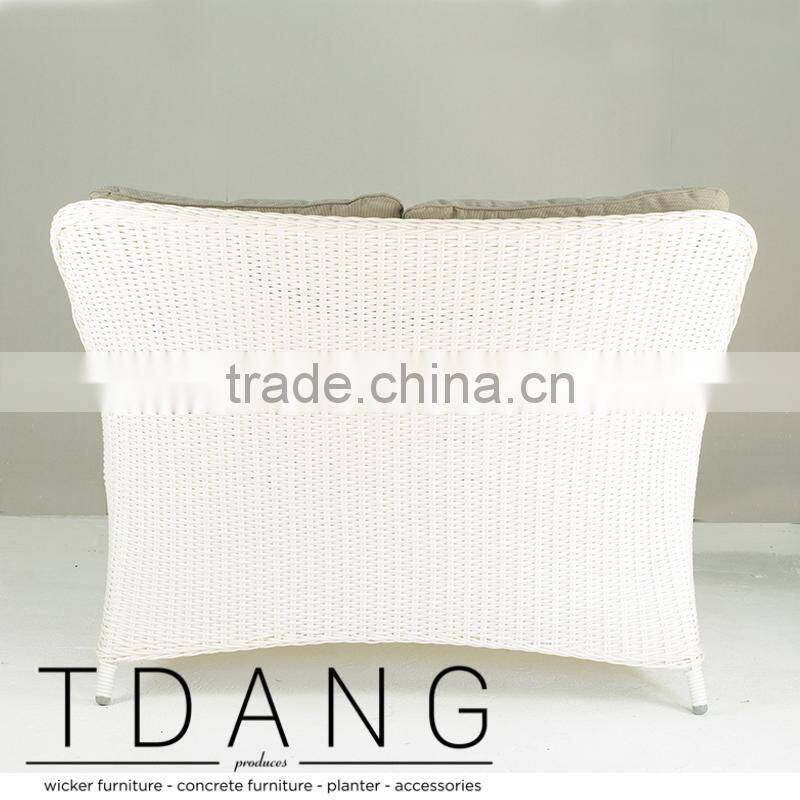 Valencia White Wicker Sofa - Contemporary White Rattan furniture garden bench.