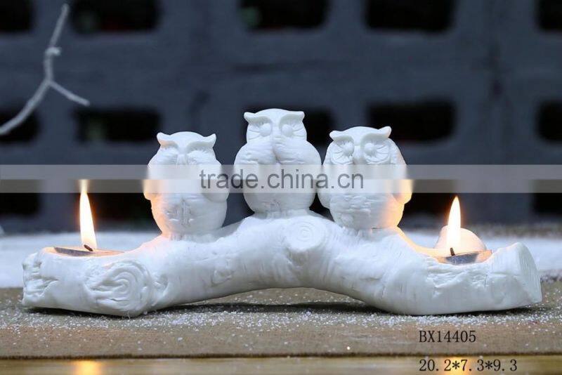 Ceramic white owl tea light porcelain candle holders wholesale
