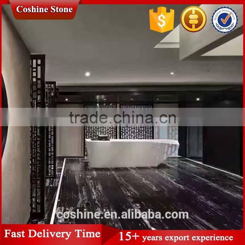Popular China black portoro marble floor tiles