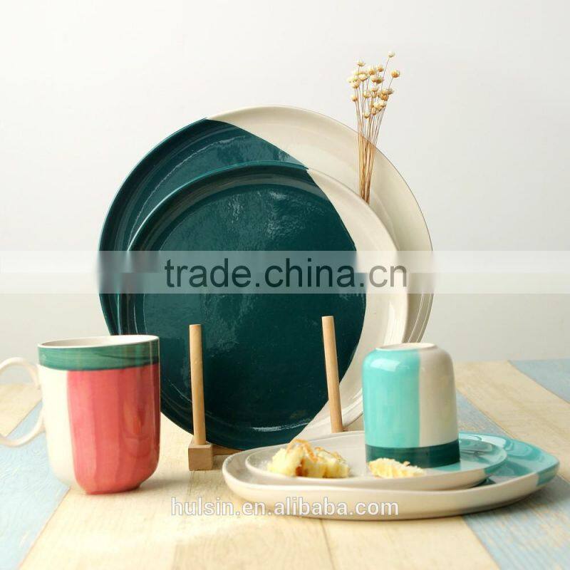 Colorfull hand paint set of 16pcs porcerlain dinner set