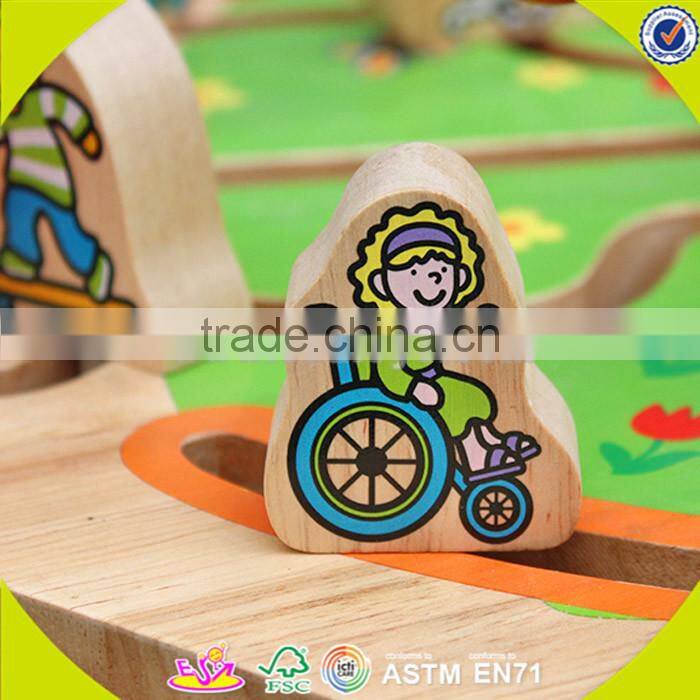 wholesale wooden multifunctional String Beads toy,lovely kid cubic bead toy,Educational cubic bead toy for baby W11B061