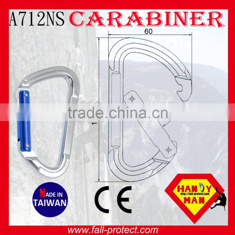 23KN Aluminum Rock Mountaineer Climbing D Type Carabiner With CE
