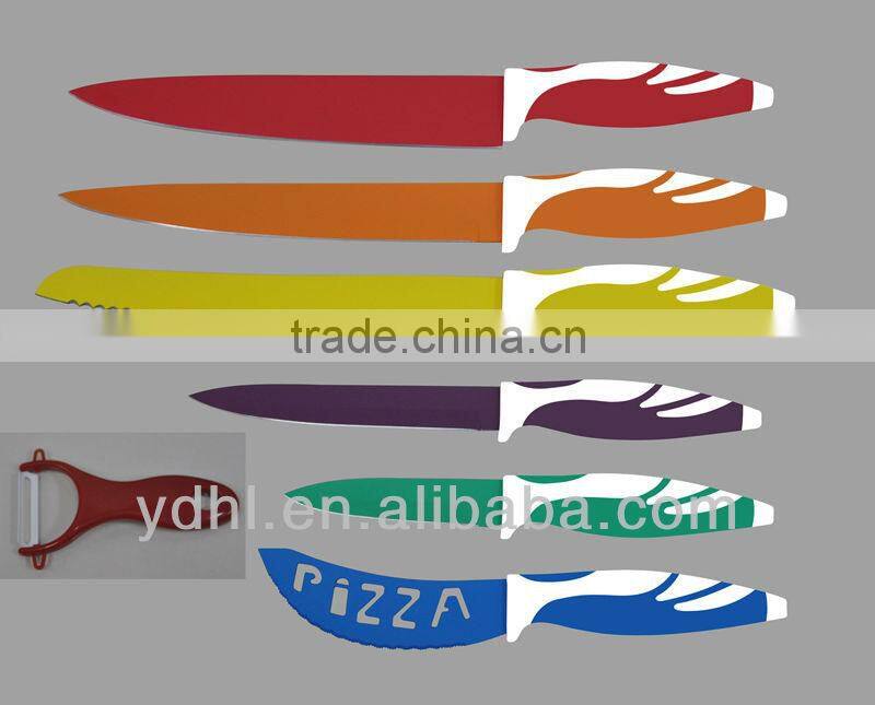 non-stick coating 6pcs knife set with special bonus peeler