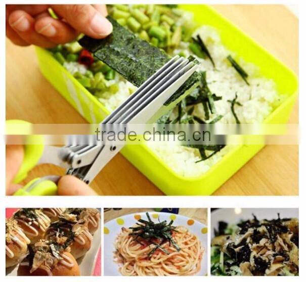 7.5"Professional Stainless Steel 5 Blades Kitchen Herb Scissors With Comb