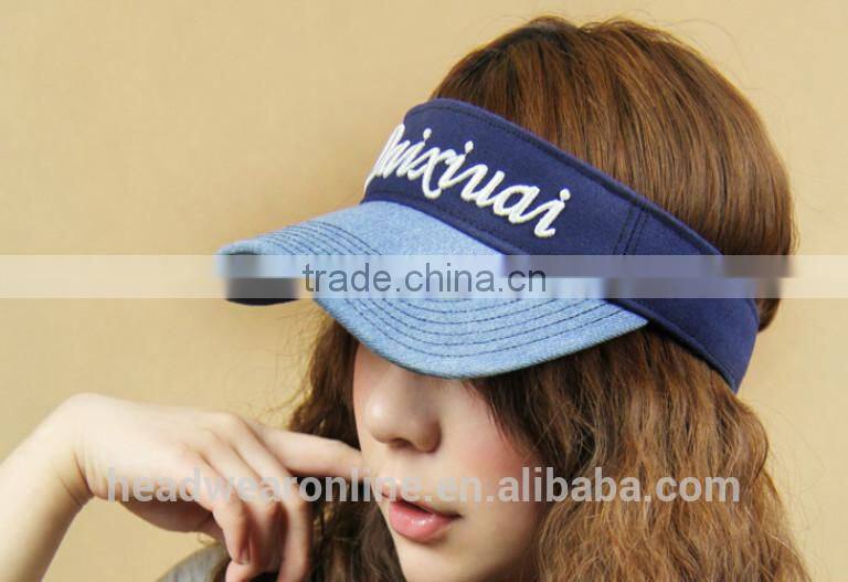custom fashion sun visors with 3D embroidery