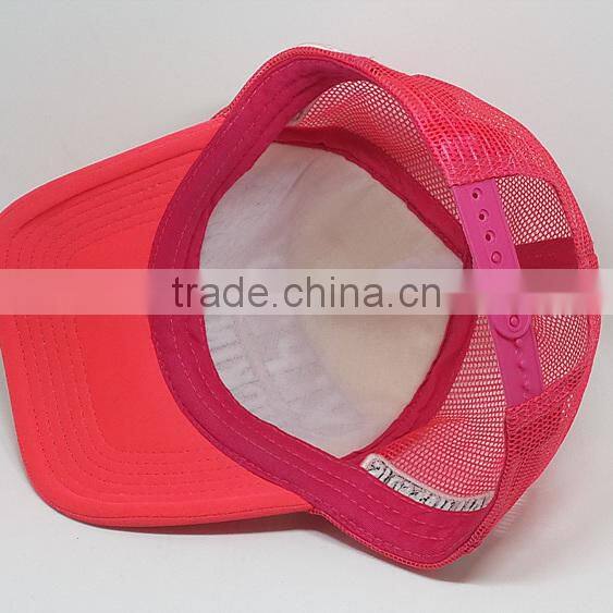 fashion cheap custom 5 panel mesh shine trucker caps with shine embroidery logo